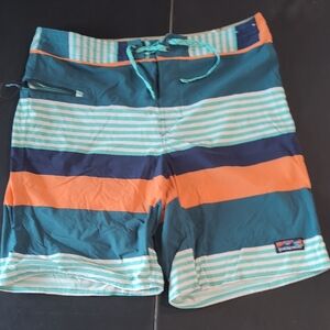 Patagonia Men's Swim Shorts - Teal, Orange, and Navy